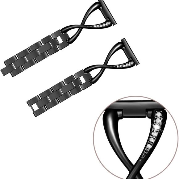 Fitbit Versa / Versa 2 Black Rhinestone Band - Picture 3 of 6